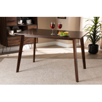 Baxton Studio Fiesta-Walnut-Rectangle DT Britte Mid-Century Modern Transitional Walnut Brown Finished Rectangular Wood Dining Table